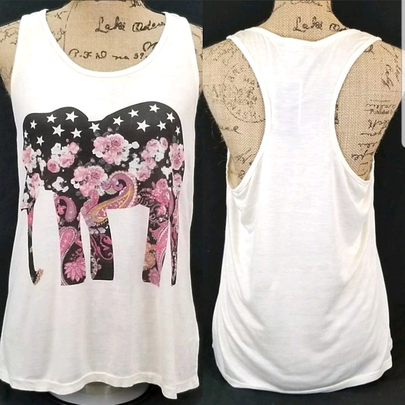 The Classic Tops - Tank top Racer Back Elephant Floral Print BC09